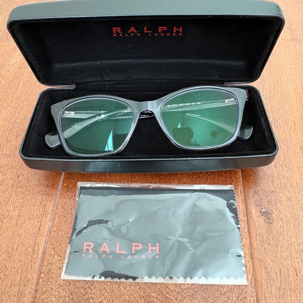 Ralph Eyeglasses RA7071 Floral Temple Square Frames, Womens 52-16-140‎ Grey